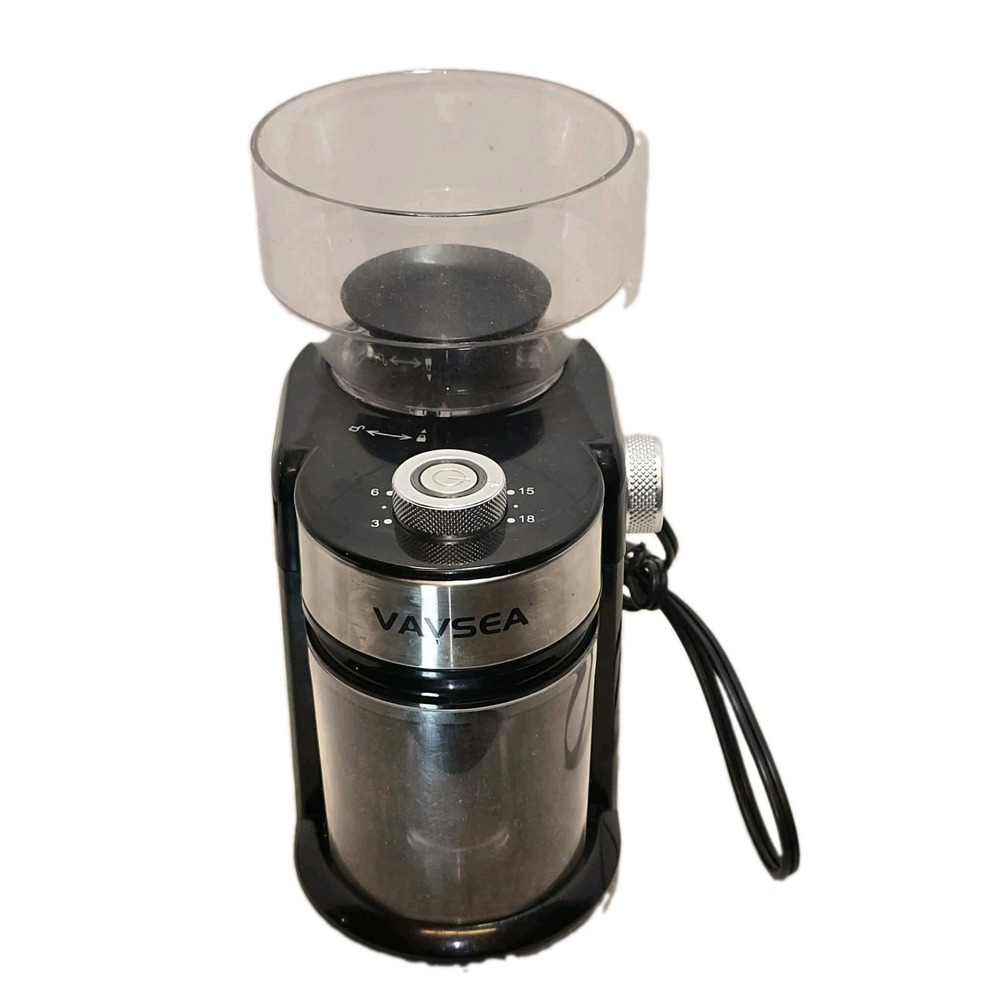VAVSEA Burr Coffee Grinder HY1421 18 Settings 3-18 Cup Black Stainless